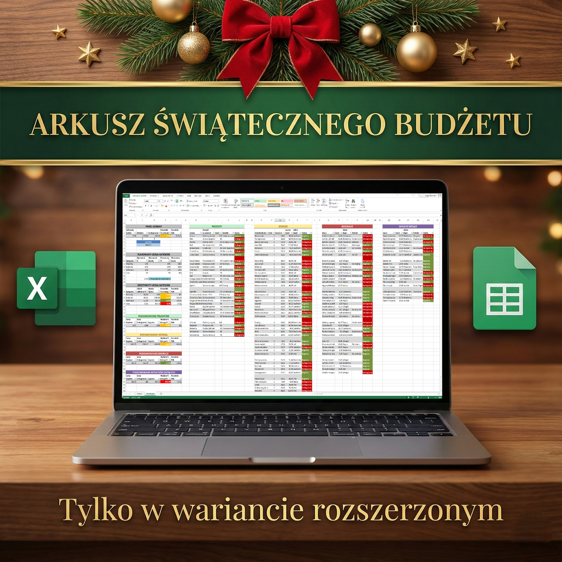 Arkusz świątecznego budżetu w Excelu